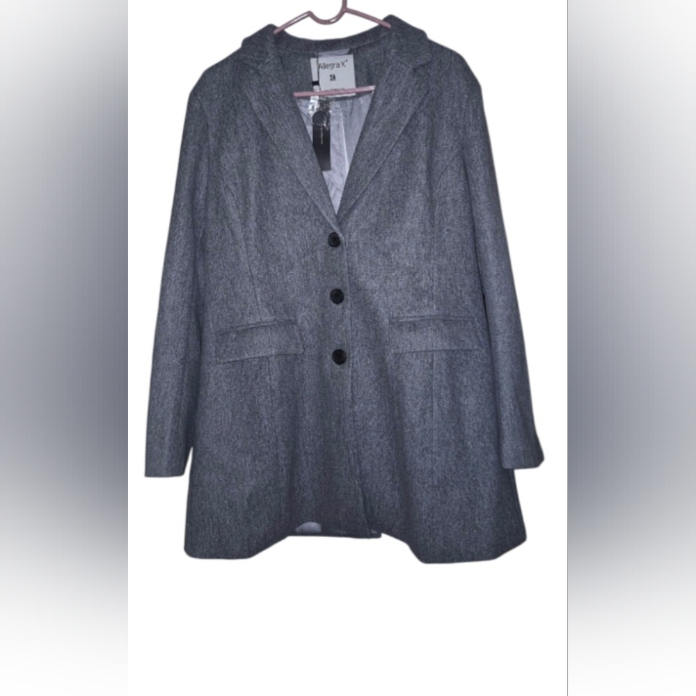 Allegra K Gray Coat with Notched Lapels